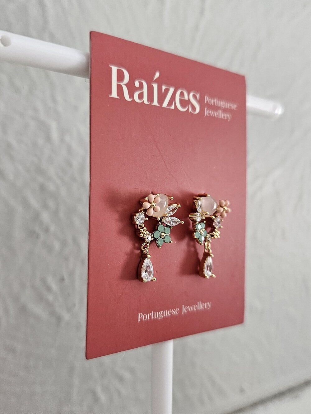 NWT Ráizes Portuguese Jewellery Dainty Floral Wreath Earrings With Teardrop - Picture 4 of 8